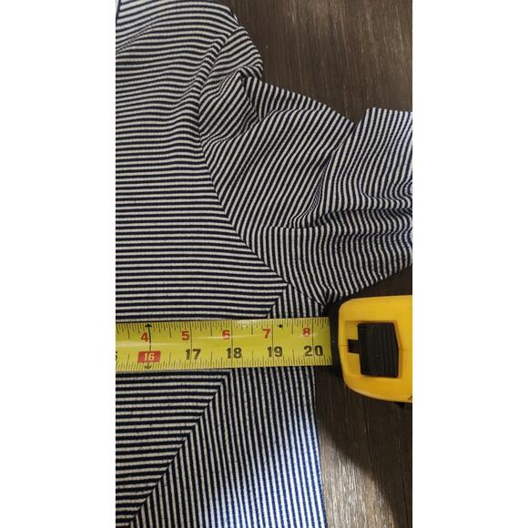 COMFY USA Stretch Striped Navy Blue White Casual Tee Dress Large Artsy Relaxed - Picture 4 of 9